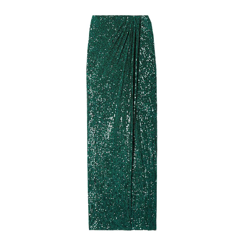 semsem Wrap-Effect Sequined Stretch-Tulle Midi Skirt