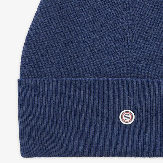 Serge Blanco Bonnet Uni En Coton Et Laine Bleu Océan