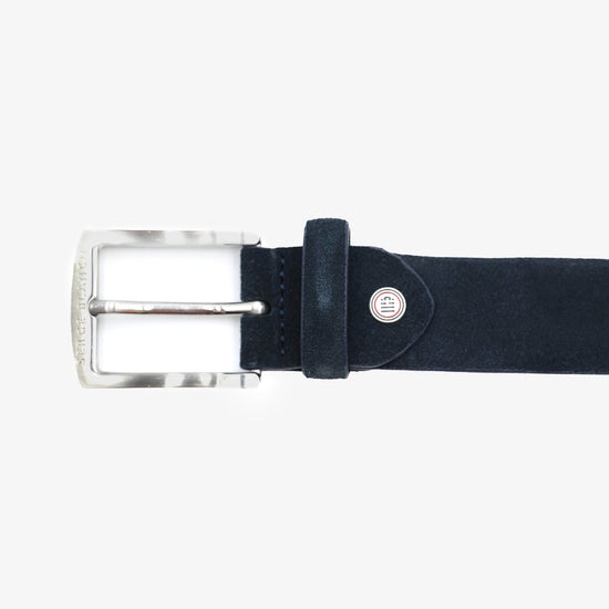 Serge Blanco Ceinture En Nubuck Réglable Bleu Marine