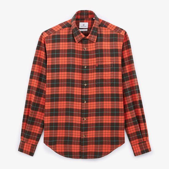 serge blanco Chemise à carreaux manches longues sienne en coton