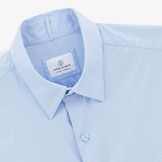 Serge Blanco Chemise à Manches Longues Unie Bleu Ciel