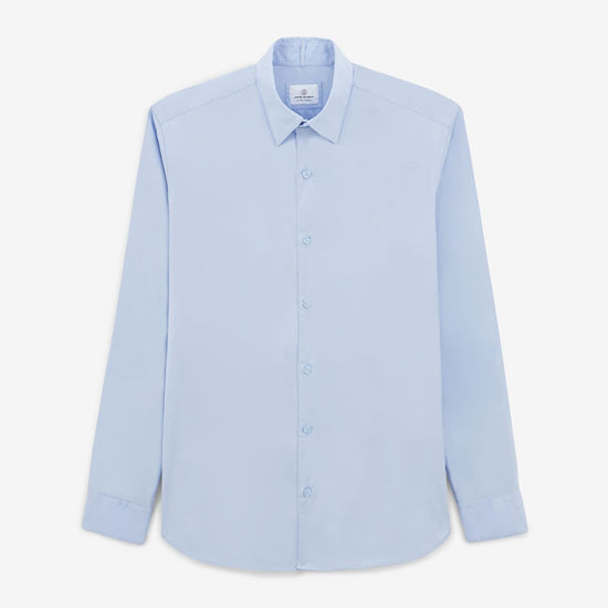 serge blanco Chemise à manches longues unie bleu ciel