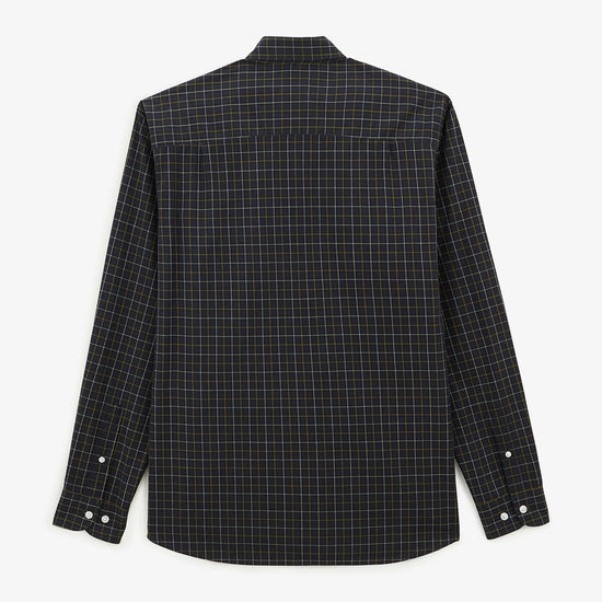 Serge Blanco Chemise Bleu Foncé à Manches Longues En Tissu à Carreaux