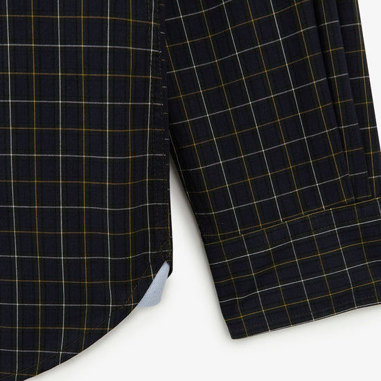 Serge Blanco Chemise Bleu Foncé à Manches Longues En Tissu à Carreaux