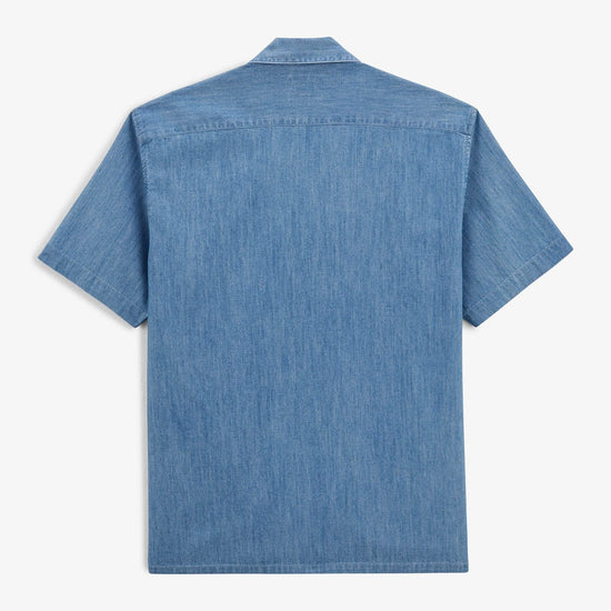 Serge Blanco Chemise Caracas Avec Broderie Cerise Bleu Denim