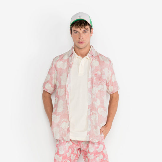 Serge Blanco Chemise Carl En Lin Grenades Rose Skin