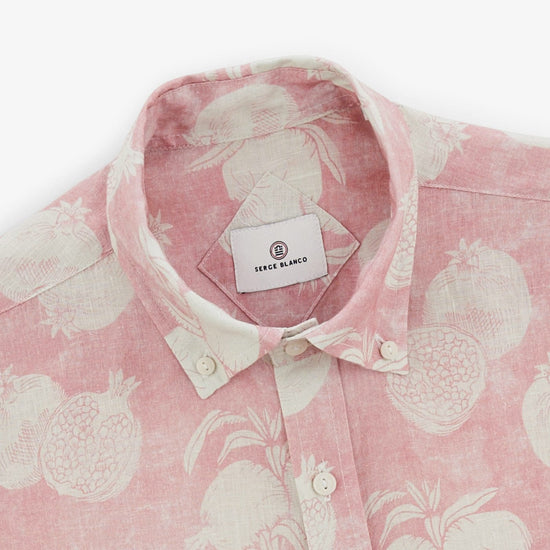 Serge Blanco Chemise Carl En Lin Grenades Rose Skin