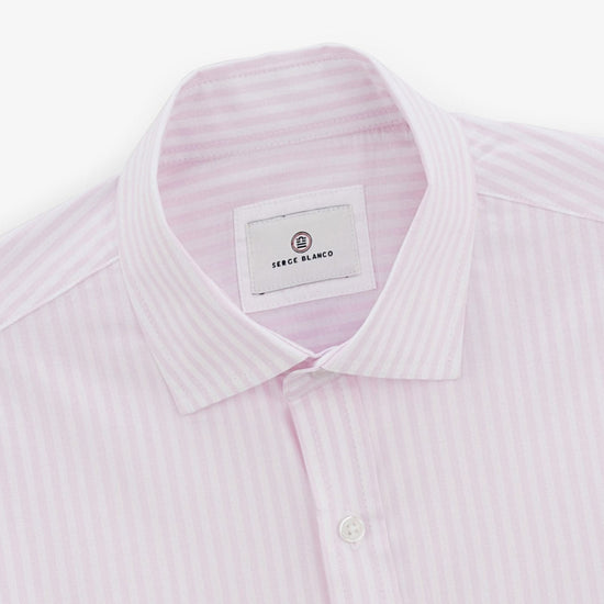 Serge Blanco Chemise Charles à Rayures Bâton Rose Lilas