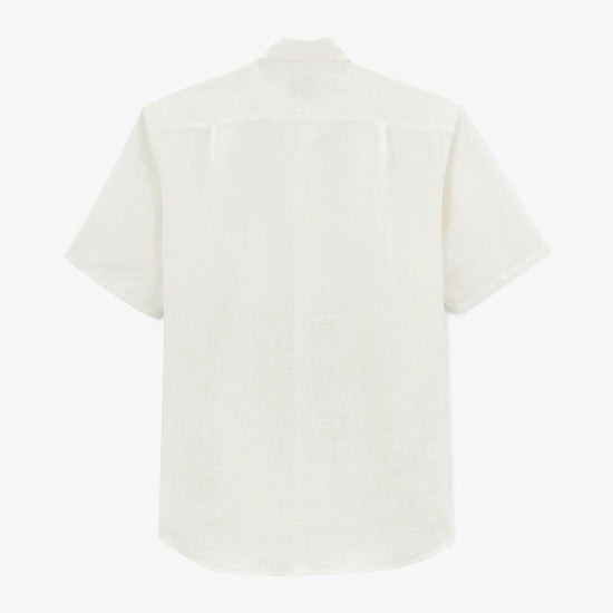 Serge Blanco Chemise Charles Manches Courtes En Lin Blanche