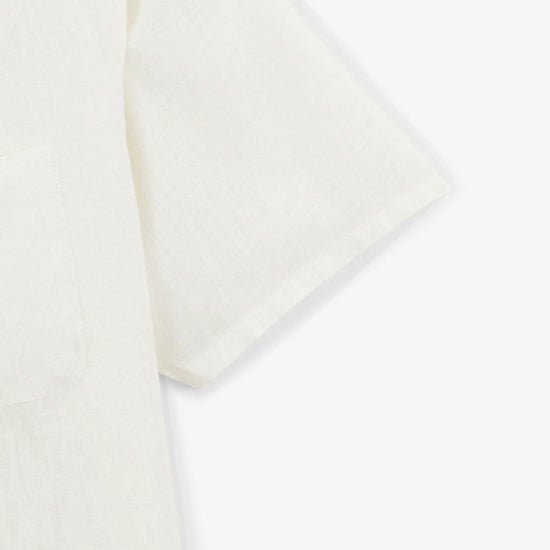 Serge Blanco Chemise Charles Manches Courtes En Lin Blanche