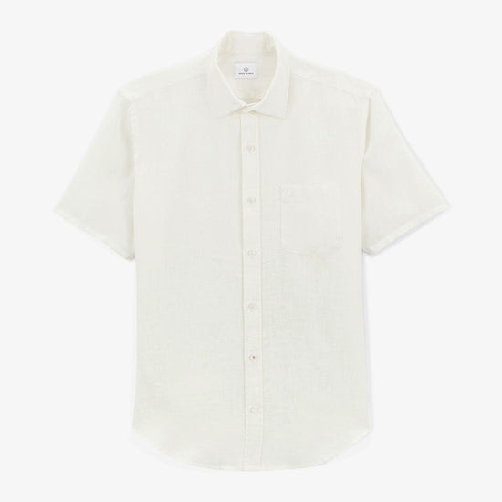 serge blanco Chemise Charles manches courtes en lin blanche