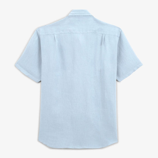 Serge Blanco Chemise Charles Manches Courtes En Lin Bleu Ciel