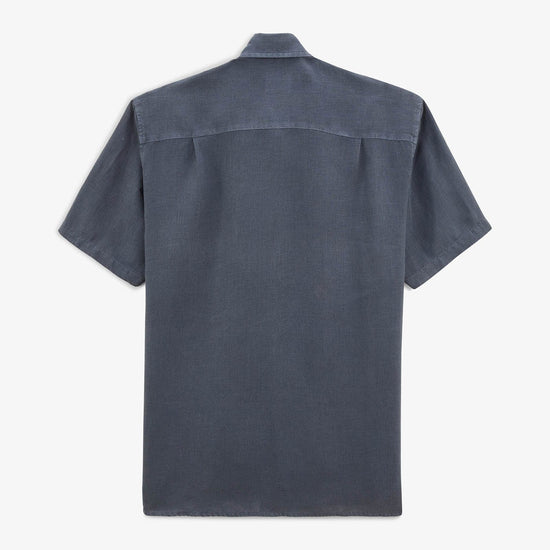 Serge Blanco Chemise Charles Manches Courtes En Lin Bleu Denim