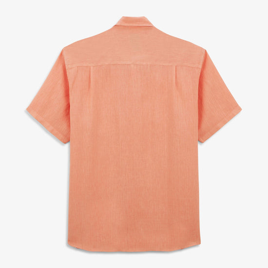 Serge Blanco Chemise Charles Manches Courtes En Lin Orange Corail