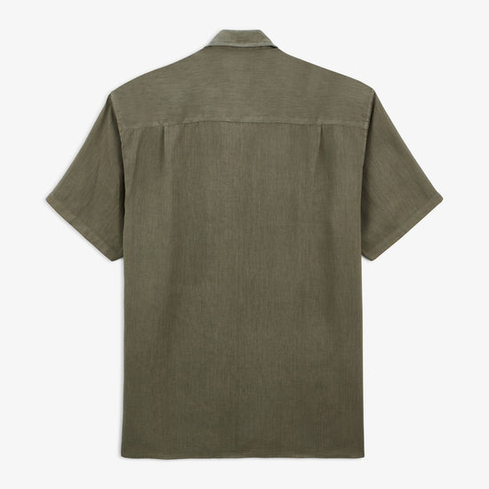 Serge Blanco Chemise Charles Manches Courtes En Lin Vert Militaire