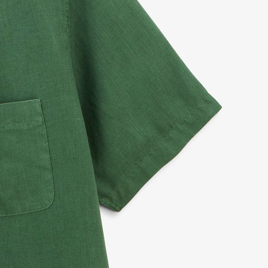 Serge Blanco Chemise Charles Manches Courtes En Lin Vert Mint