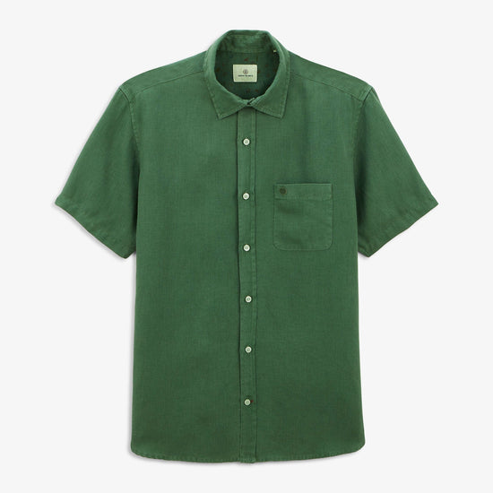 serge blanco Chemise Charles manches courtes en lin vert mint