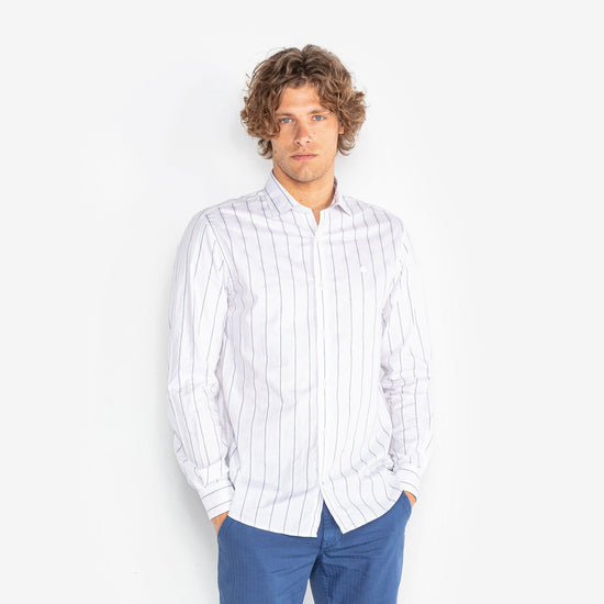 Serge Blanco Chemise Charles Oxford à Rayures Off-white
