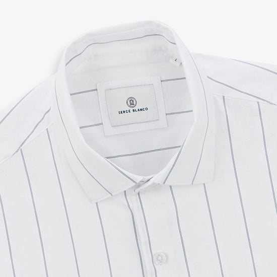Serge Blanco Chemise Charles Oxford à Rayures Off-white