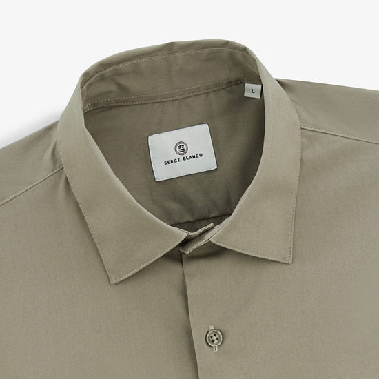 Serge Blanco Chemise Charles Popeline Confort Vert Teck