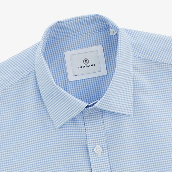 Serge Blanco Chemise Clément à Carreaux Vichy Bleue