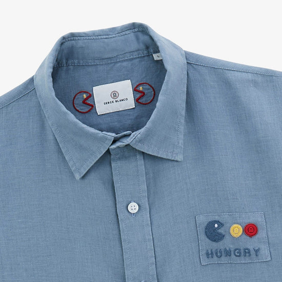 Serge Blanco Chemise Clovis Avec Broderie Arcade Bleu Nuage