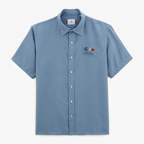 serge blanco Chemise Clovis avec broderie arcade bleu nuage