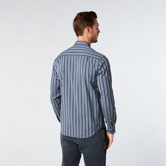 Serge Blanco Chemise Homme à Rayures Bleu Coupe Ajustée