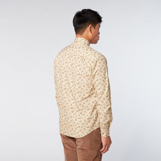 Serge Blanco Chemise Homme Imprimée Fleurs Vintage Jaune Coupe Ajustée