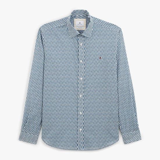 serge blanco Chemise imprimé géométrique bleu aviateur