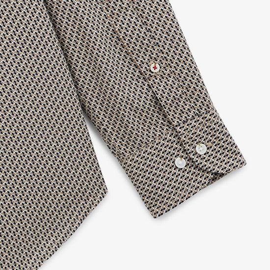 Serge Blanco Chemise Imprimé Géométrique Bleu Foncé