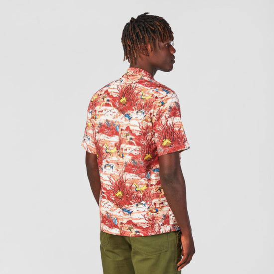 Serge Blanco Chemise Manches Courtes Imprimée Brique