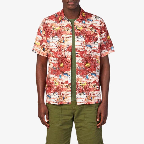 serge blanco Chemise manches courtes imprimée brique