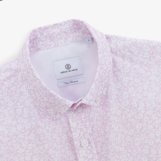 Serge Blanco Chemise Manches Courtes Regular Rose Imprimé Fleurs