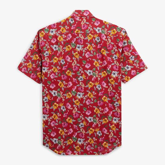 Serge Blanco Chemise Manches Courtes Regular Rouge Imprimé Fleurs