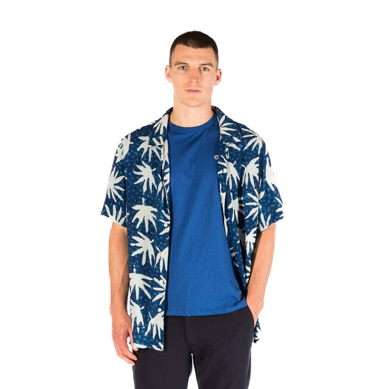 Serge Blanco Chemise Manches Courtes San Indigo Imprimé Fantaisie