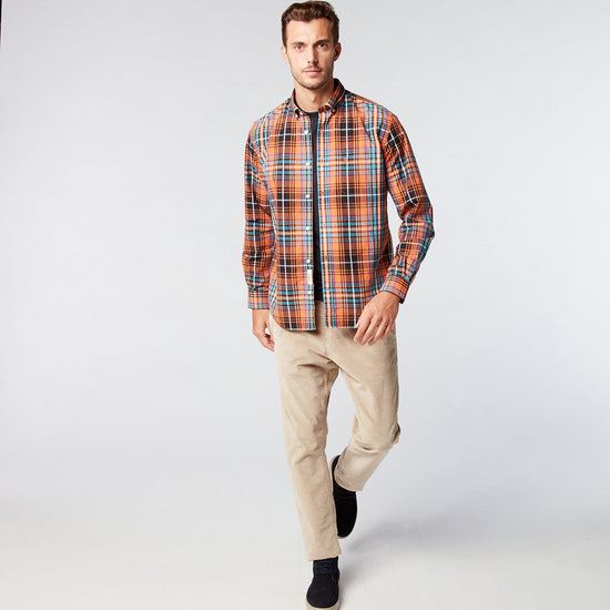 Serge Blanco Chemise Manches Longues à Carreaux Brique