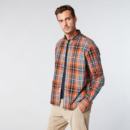 Serge Blanco Chemise Manches Longues à Carreaux Brique