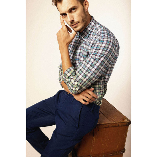 Serge Blanco Chemise Manches Longues À  Carreaux Tissés En Dégradé