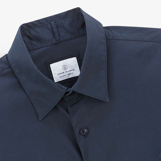 Serge Blanco Chemise Manches Longues Unie Bleu Foncé