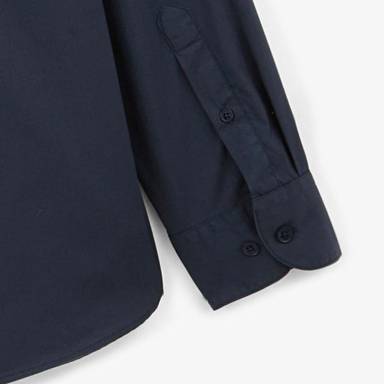 Serge Blanco Chemise Manches Longues Unie Bleu Foncé