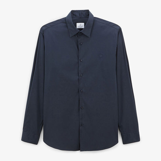 serge blanco Chemise manches longues unie bleu foncé