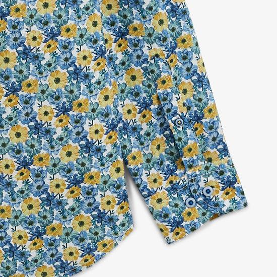 Serge Blanco Chemise Regular Bleu Aviateur Imprimé Bleuet