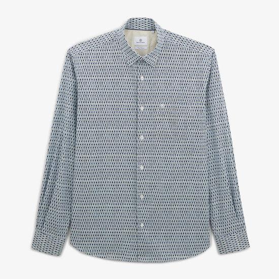 serge blanco Chemise regular bleu aviateur imprimé tribal