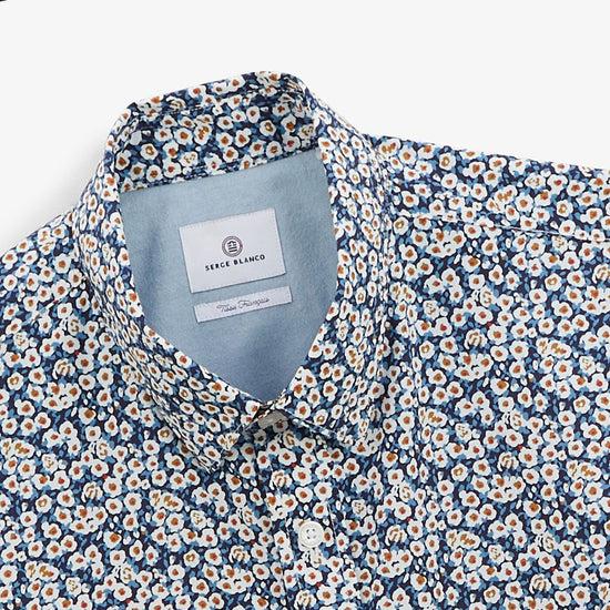 Serge Blanco Chemise Regular Bleu Azur Imprimé Paquerettes