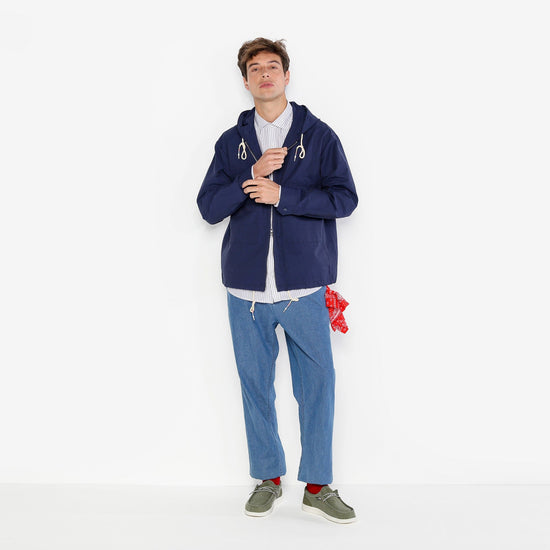 Serge Blanco Chino 738 Chambray Tapered Taille élastiquée Bleu Denim