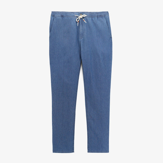 serge blanco Chino 738 chambray tapered taille élastiquée bleu denim
