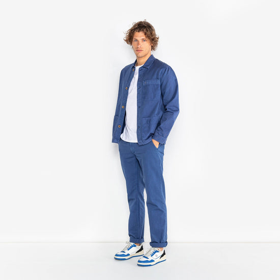 Serge Blanco Chino 743 élastiqué à Chevrons Bleu Nation