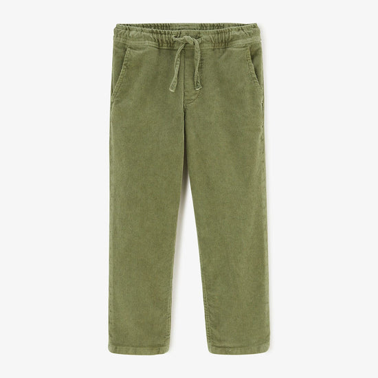 serge blanco Chino velours 734 Junior avec taille élastique vert militaire