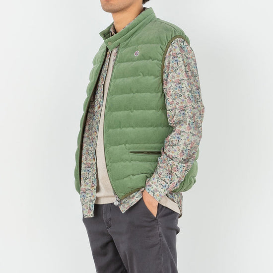 Serge Blanco Doudoune Damiano Sans Manches Velours Vert Militaire